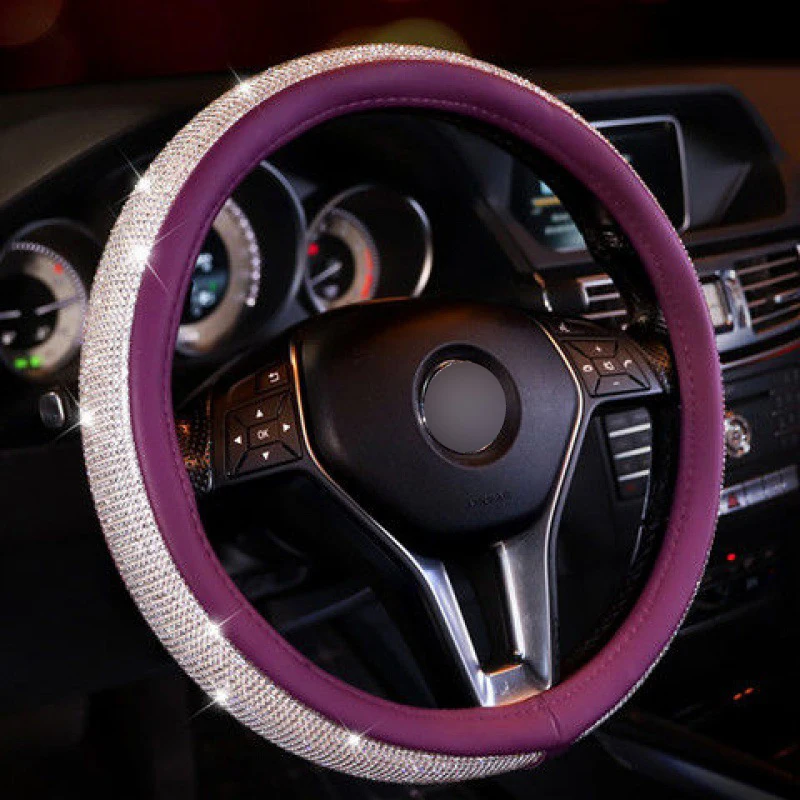 Rhinestone Car Steering Wheel Cover Crystal Steering Wheel Cover Bling Car Accessories For Woman Glitter Steering Wheel Cover