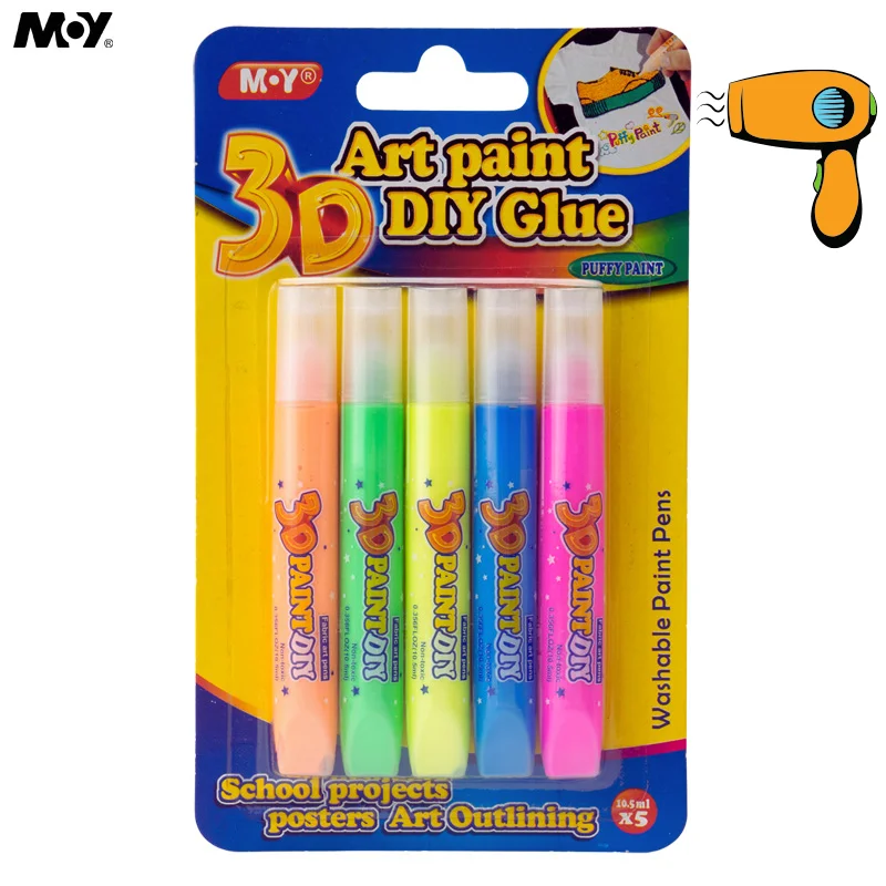 5 Colors 3D Multi-function Magic Foam Art Paint Children DIY Fun Fluffy Pen Creative Expansion Three-dimensional Painting Pen