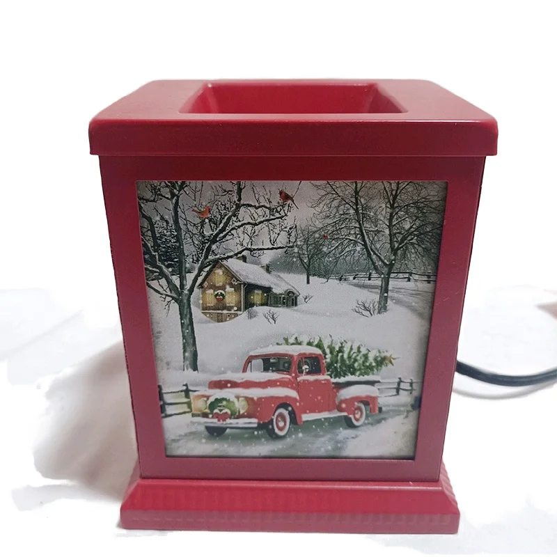 US UK Standard Christmas Truck Candle Warmer Electric Farmhouse Cock Metal Wax Burner with Tabletop Light Lantern Scented Wax