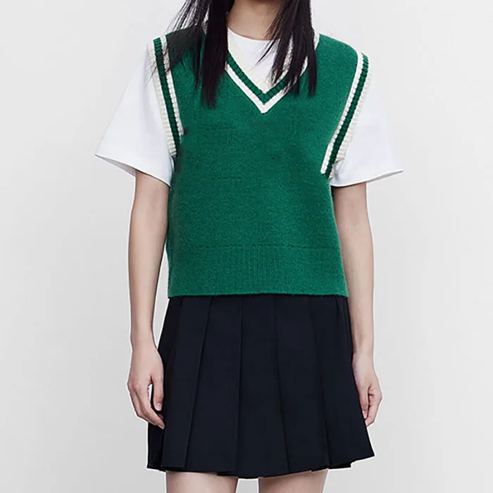 Custom new autumn pullover V-neck sleeveless sweater vest for women