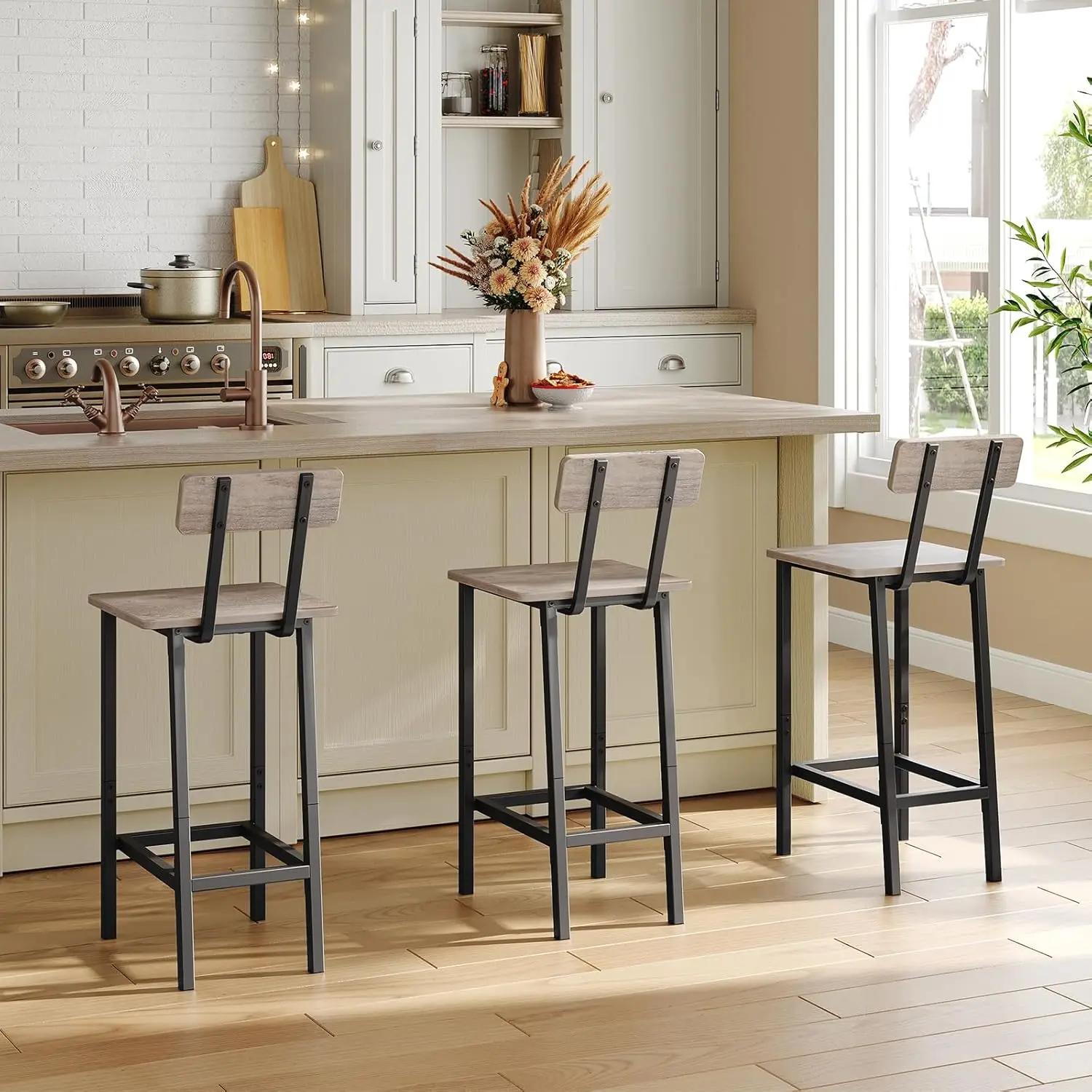 Easy Assembly Bar Stool Bar Chairs With Backrest Kitchen Bar Stools With Footrest Tall Counter