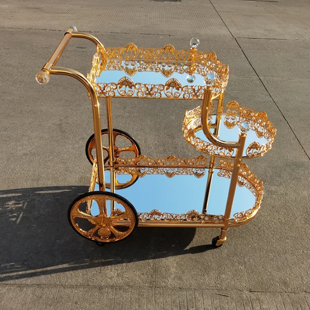 2022 New Design Fancy Wine Trolley With Wheels And Crystal Decoration