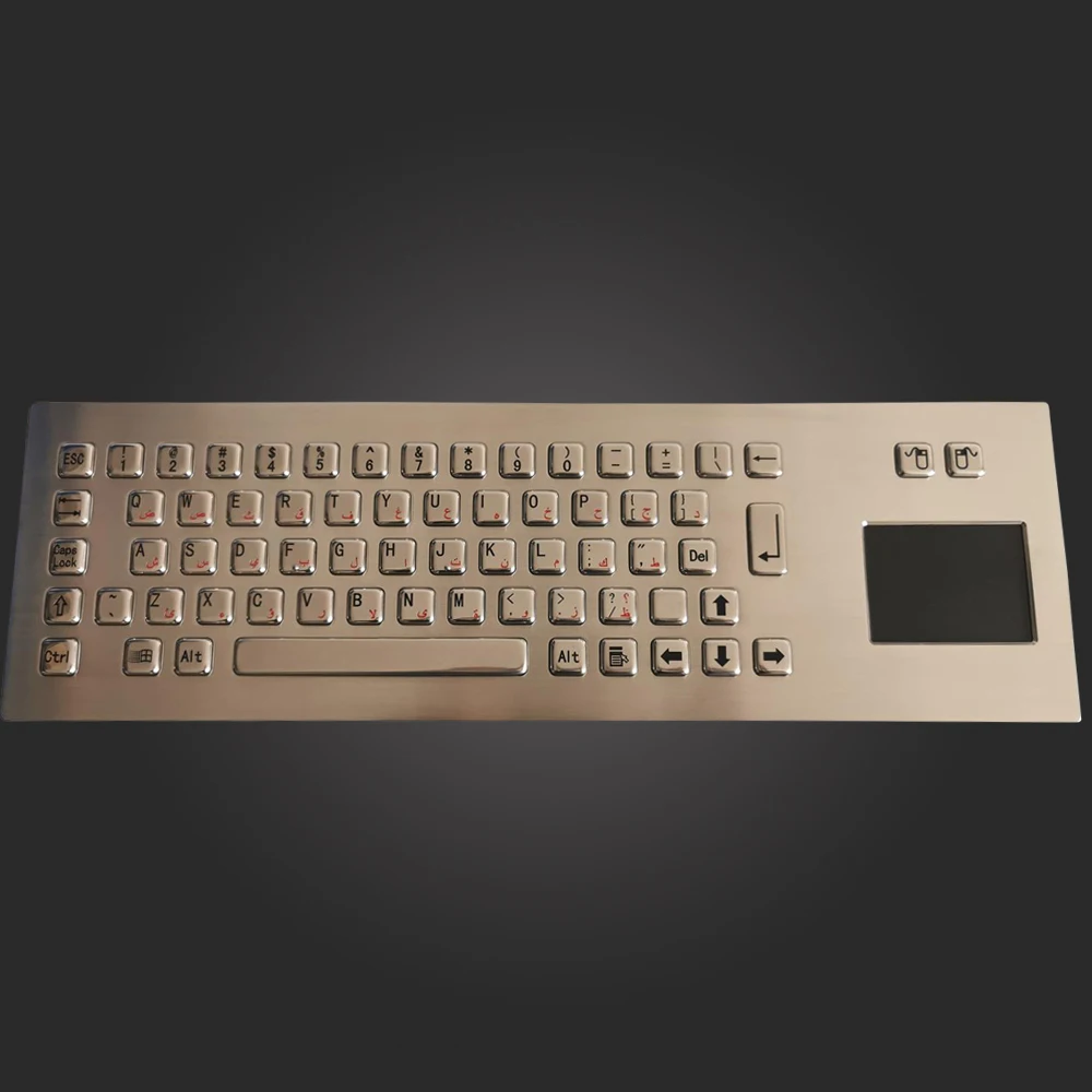 USB stainless steel metal keyboard with trackball