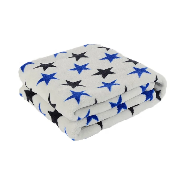 
SGS certificate white 70*100cm baby fleece star printed children blanket 