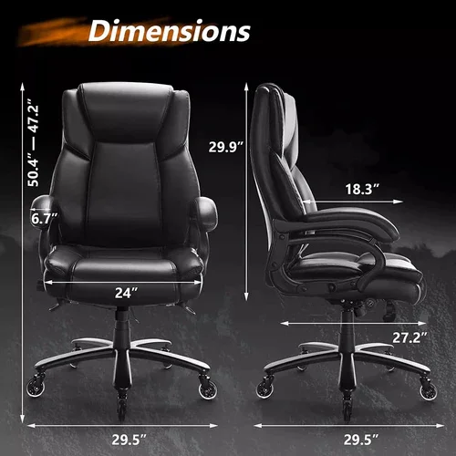 Ergonomic Office Chair 500lbs High Back PU Leather Executive Chair Heavy Duty Big and Tall Best Office Chair for Back Pain