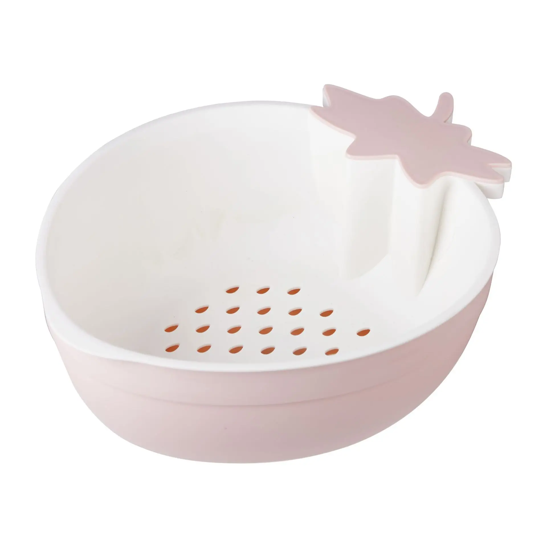 Strawberry Shape Non Slip Double Layer PP Plastic Kitchen Vegetable Fruit Drain Basket