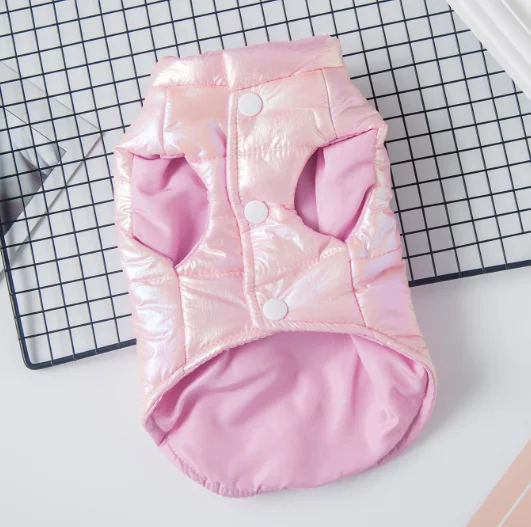 Wholesale Customizable Laser Shiny Vest Autumn Winter Pet Cotton Coat Small Dog Clothes