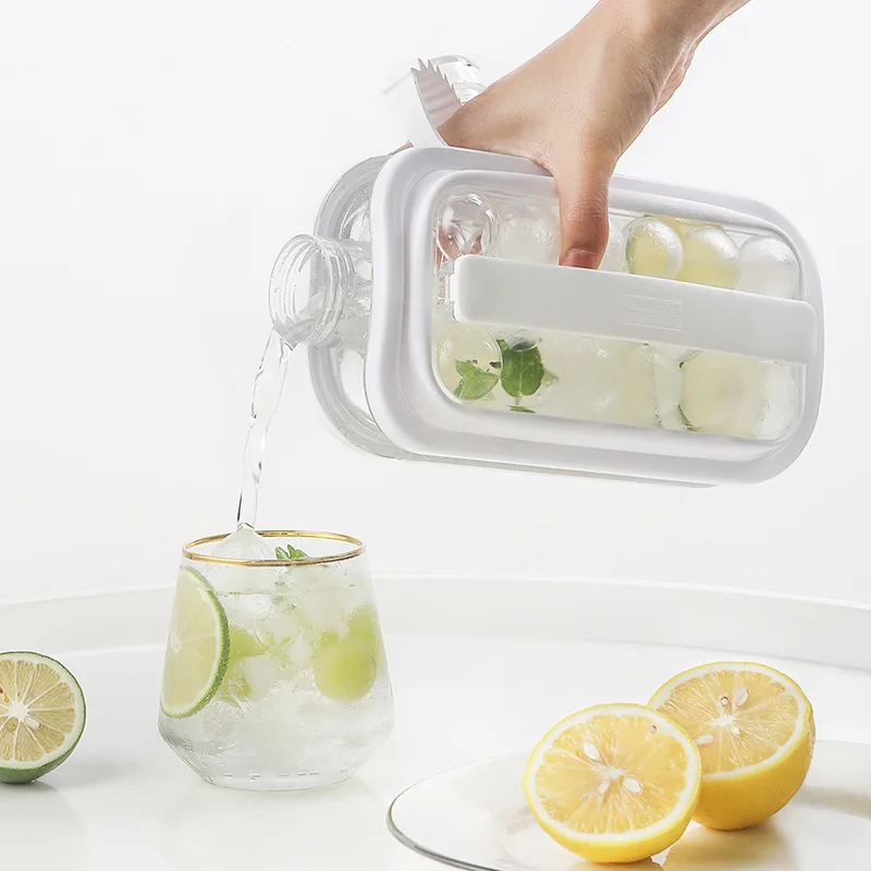 Amazon Hot Sale Portable Ice Ball Maker Mold Kettle Flat Body Two-In-One Tray Mold Home-Made Round Frozen Cube