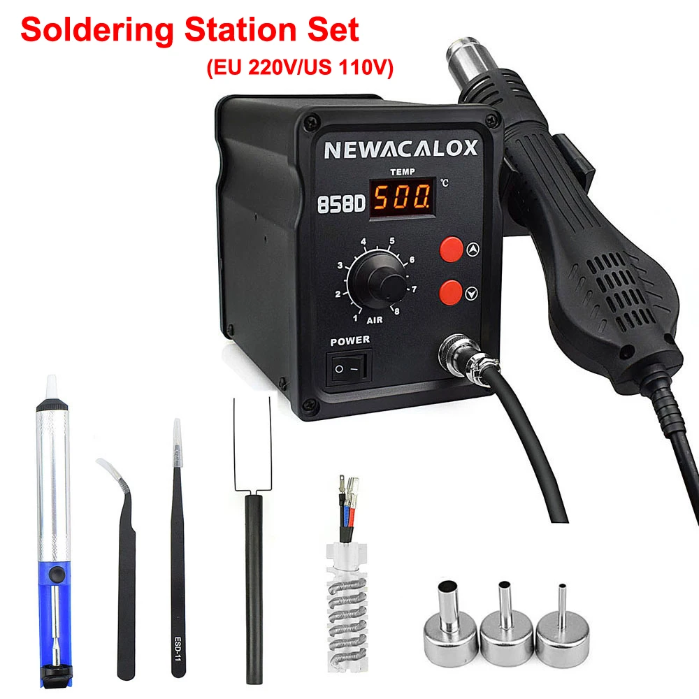 Maixi 858D 700W EU/US 100-500 Degree Hot Air Rework Station Thermoregul LED Heat Gun Blow Dryer for BGA IC Desoldering Tool