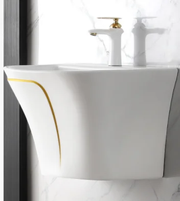 luxury sanitary wares bathroom sink wash basin Flushing S-trap/P-trap Ceramic Floor Mounted One Piece Toilet And Basin Set