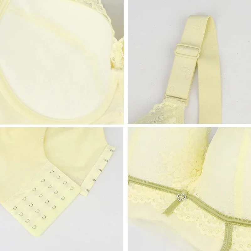 Push Up Bra Plus Size Lace Bras for Women Underwire Brassiere C D E Cup