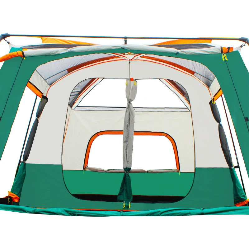 Outdoor two-room multi-person camping tent with foyer portable family thickened waterproof tent