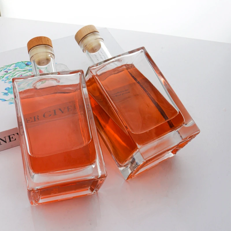 Best Wholesale Classic Empty Botellas De Vidrio Vino Luxury Design 750Ml Square Glass Liquor Wine Bottle With Cork Lid