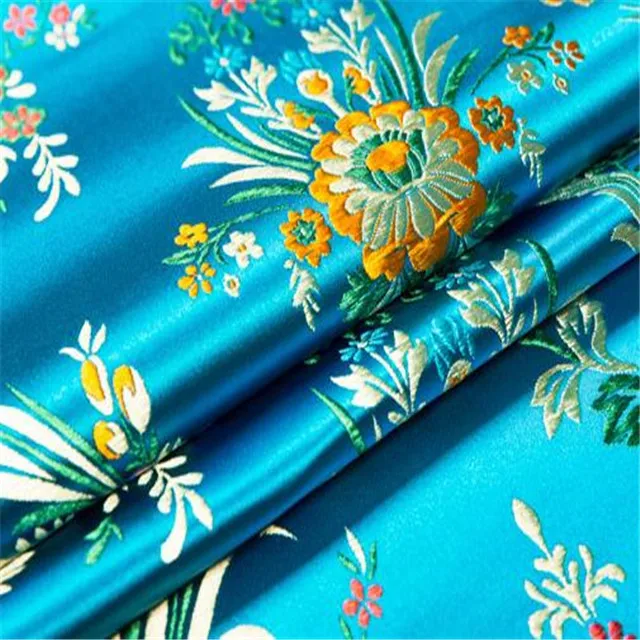 Floral Jacquard Luxury Quality  Colorful Best Price Polyester Brocade Fabric for Holiday Vintage Clothing