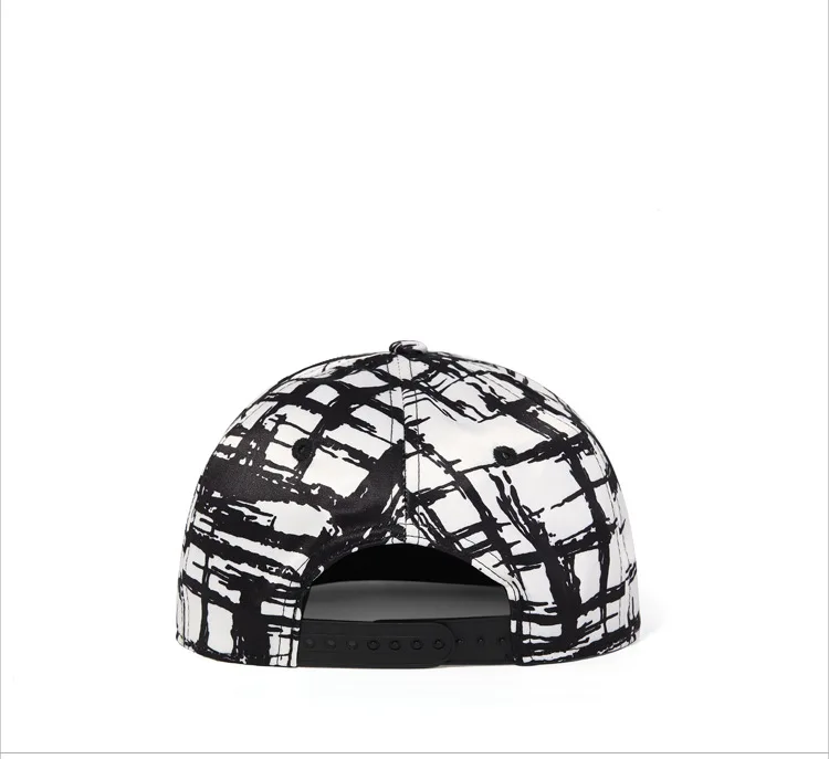 Wholesale Customized Polyester Check Printing Adjustable Hip-hop Baseball Hat 