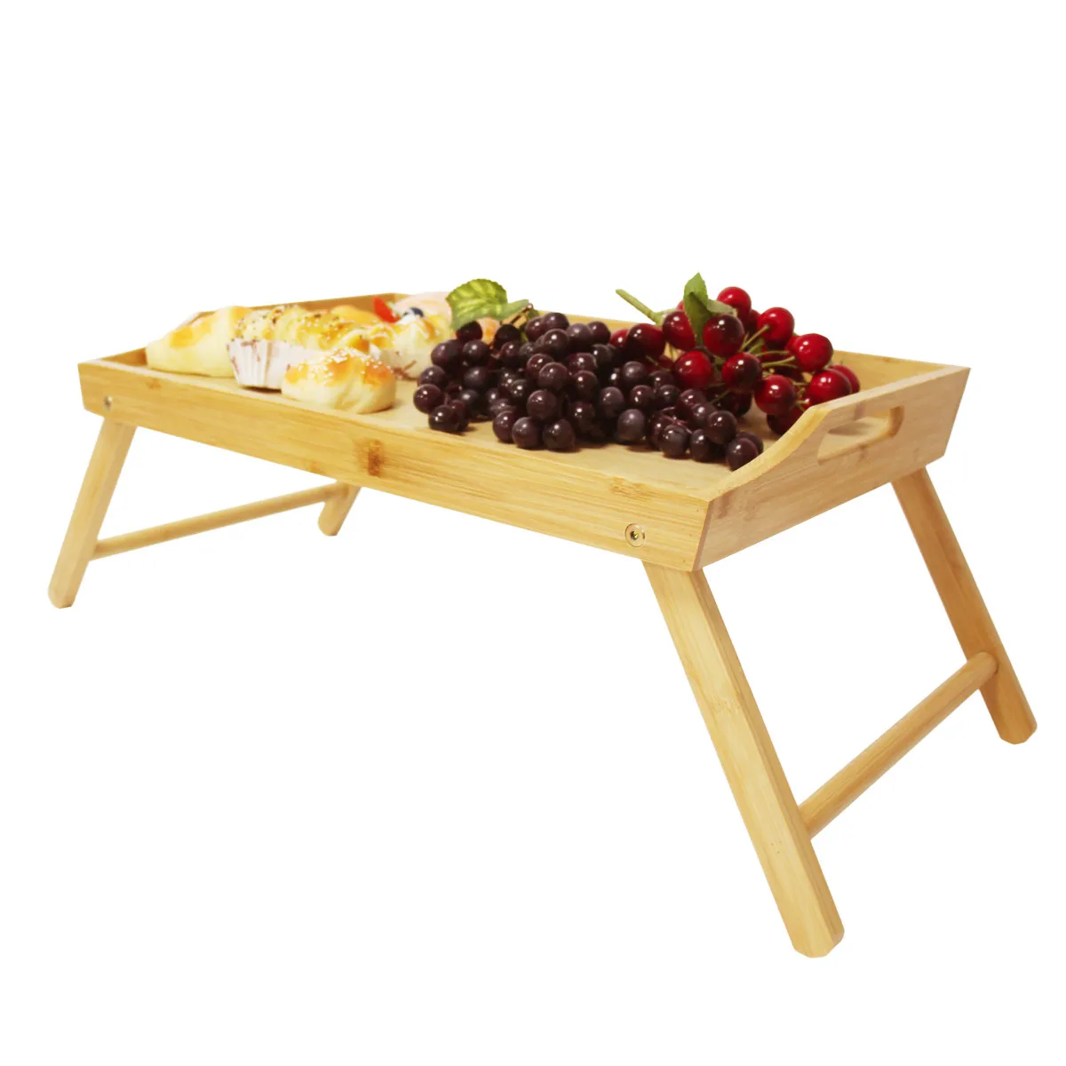 hospital breakfast portable adjustable foldable wooden bamboo laptop bed serving tray table with legs