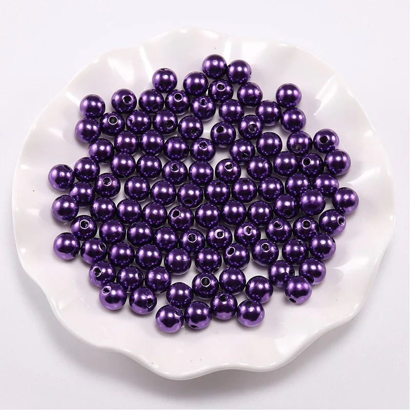 10mm ABS With Hole Venetian Pearl  Multi Color Plastic Round Loose Beads For DIY Garment Jewelry Accessories
