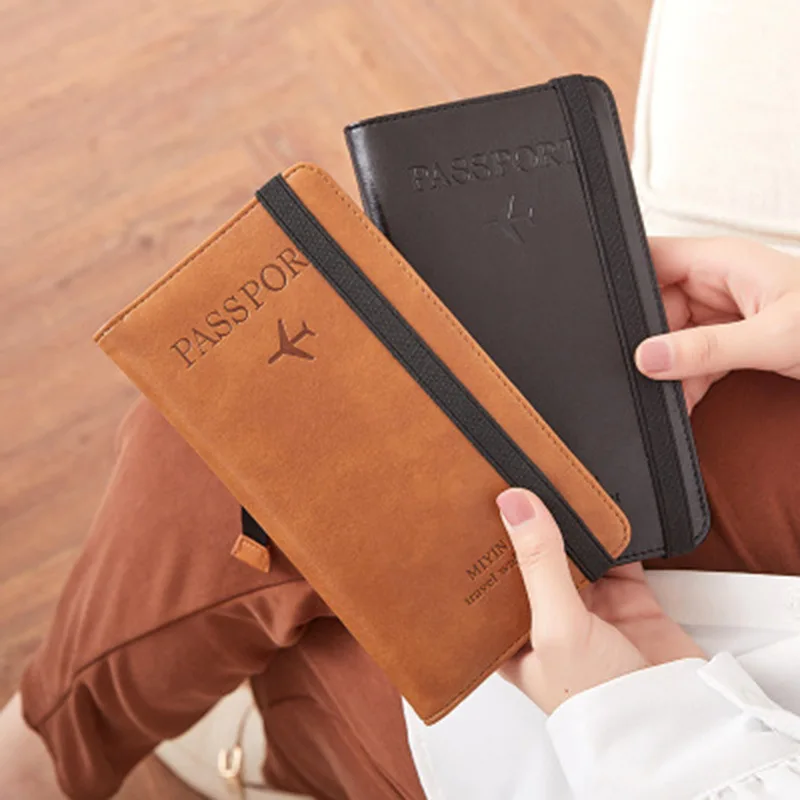 Leather Passport Wallet  with Air tickets pocket - Unisex