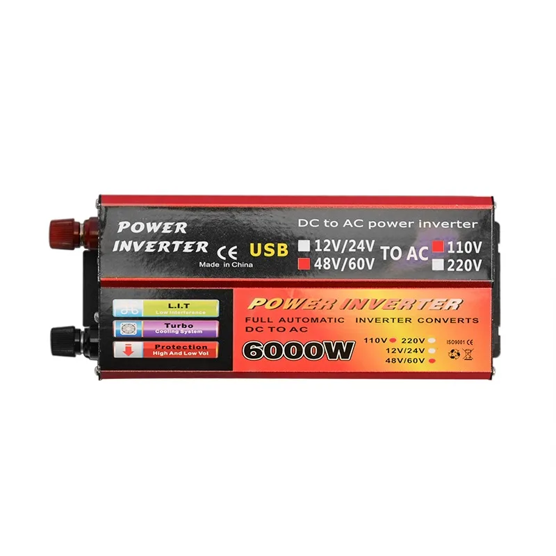 1000W 6000W Peak Voltage Converter Transformer Car Dc 12V/24V/48V/60V To Ac 110V/220V Solar Inverter