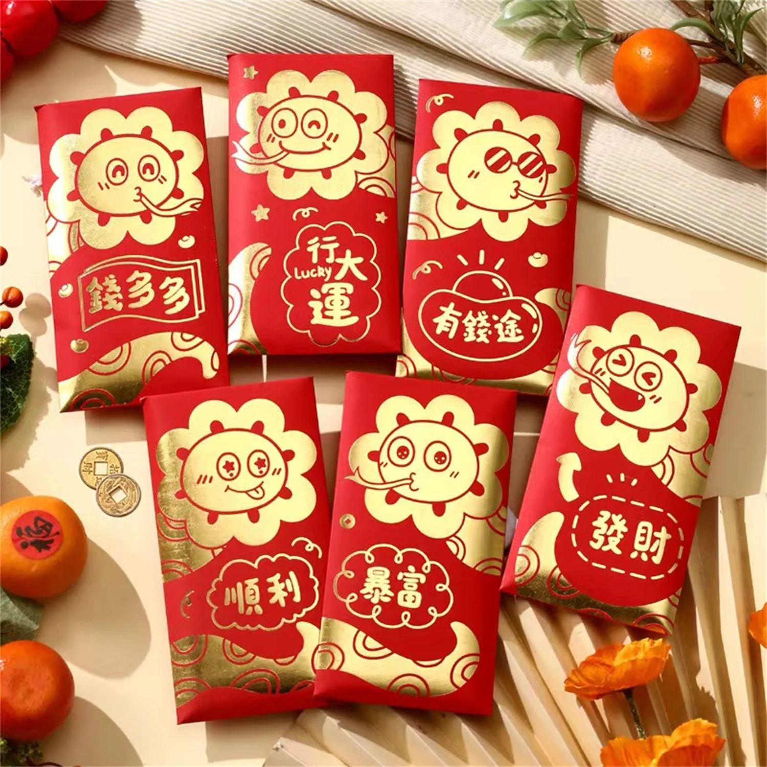 OEM Chinese new year red packet envelope kraft paper custom red envelope recyclable eco-friendly new year red pocket envelope