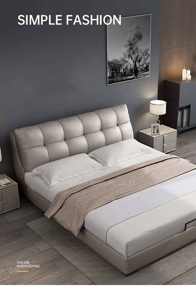 
Custom - made modern bedroom furniture simple fashion design multi - functional storage bed 