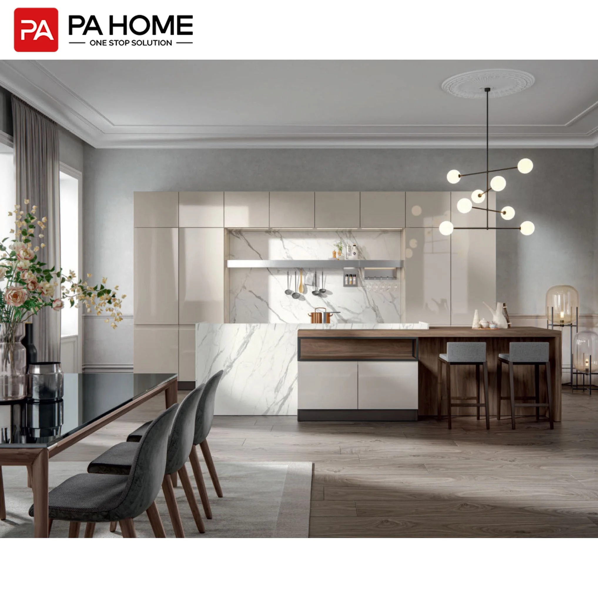 PA China wholesale custom modern white and green glossy kitchen cabinet doors