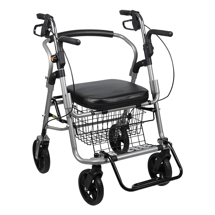 Lightweight adult rollator walker foldable multi-function aluminum frame adult walker with seat
