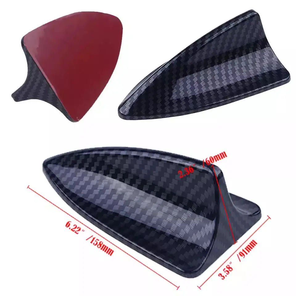 Universal Decorative Shark Fin Roof Antennas No Function Carbon Fiber Look Dummy Aerial Replaceable Car Accessories