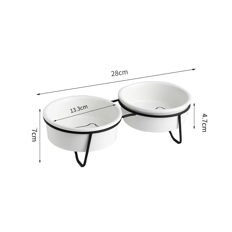 Supplier price cheap double water food double elevated cat bowl ceramic pet bowls feeders with metal stand