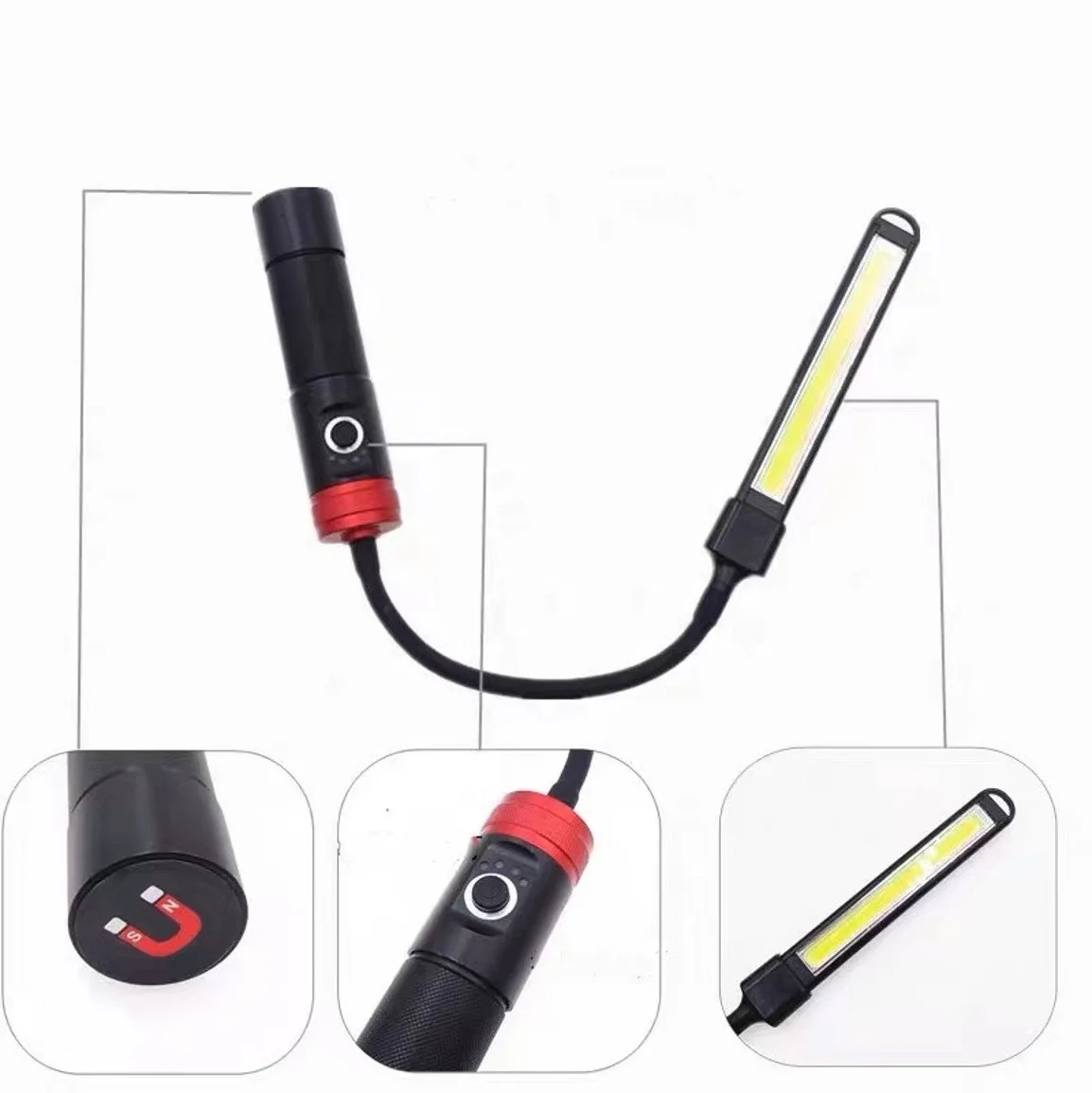 Auto repair work light rechargeable with magnet super bright emergency lighting gooseneck light