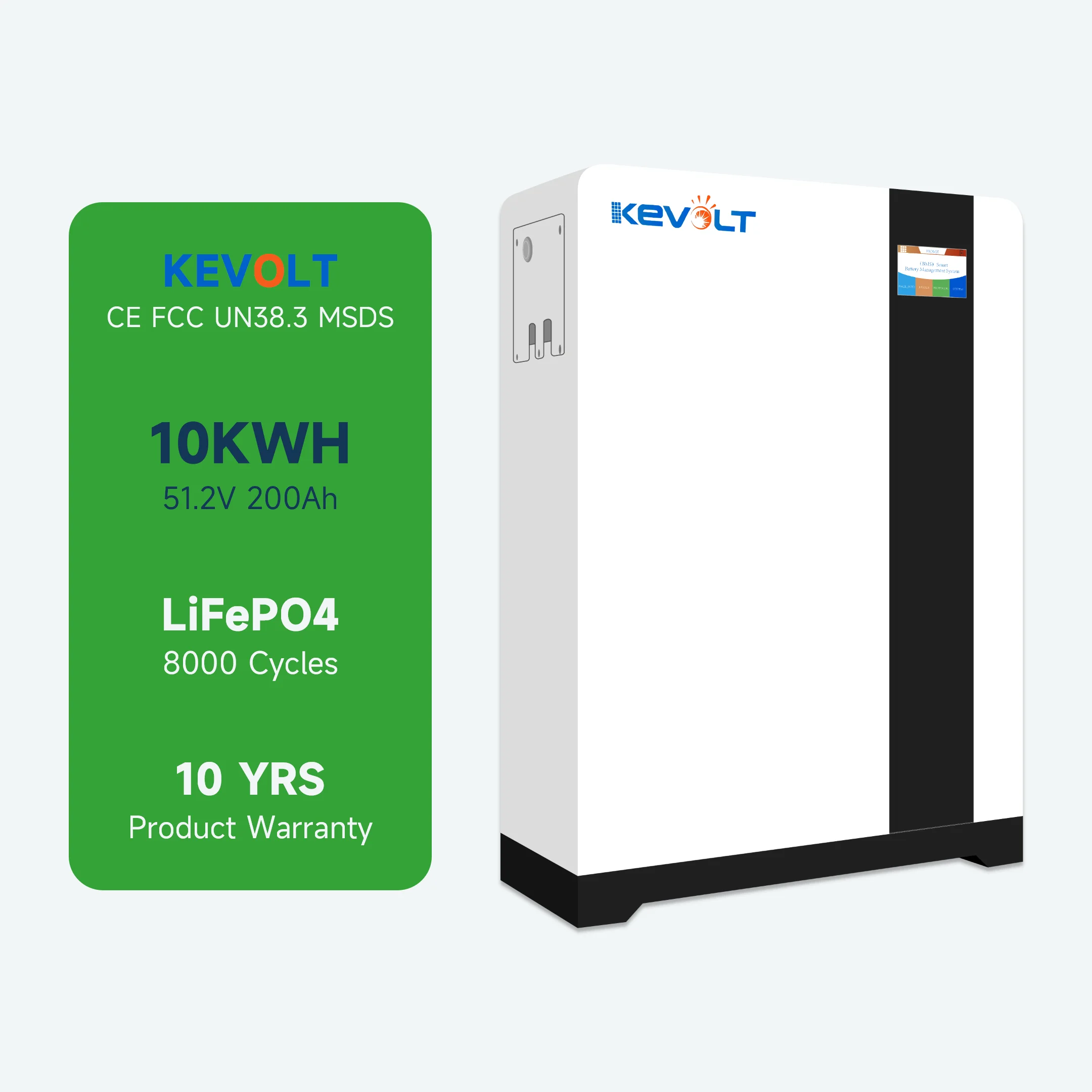 KEVOLT 8000 циклы Lifepo4 10 кВтч литиевая батарея 51 2 В 200 А · ч настенная напольная домашняя система хранения солнечной энергии