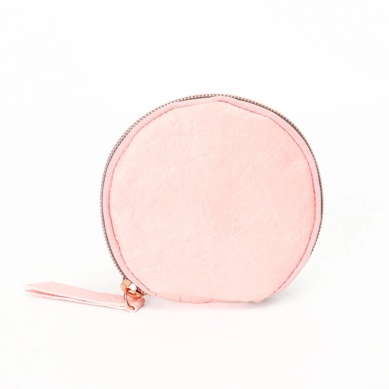 Factory custom pink wallet  daily life  storage bag  round shape  durable coin  purse Tyvek  paper  waterproof  wallet