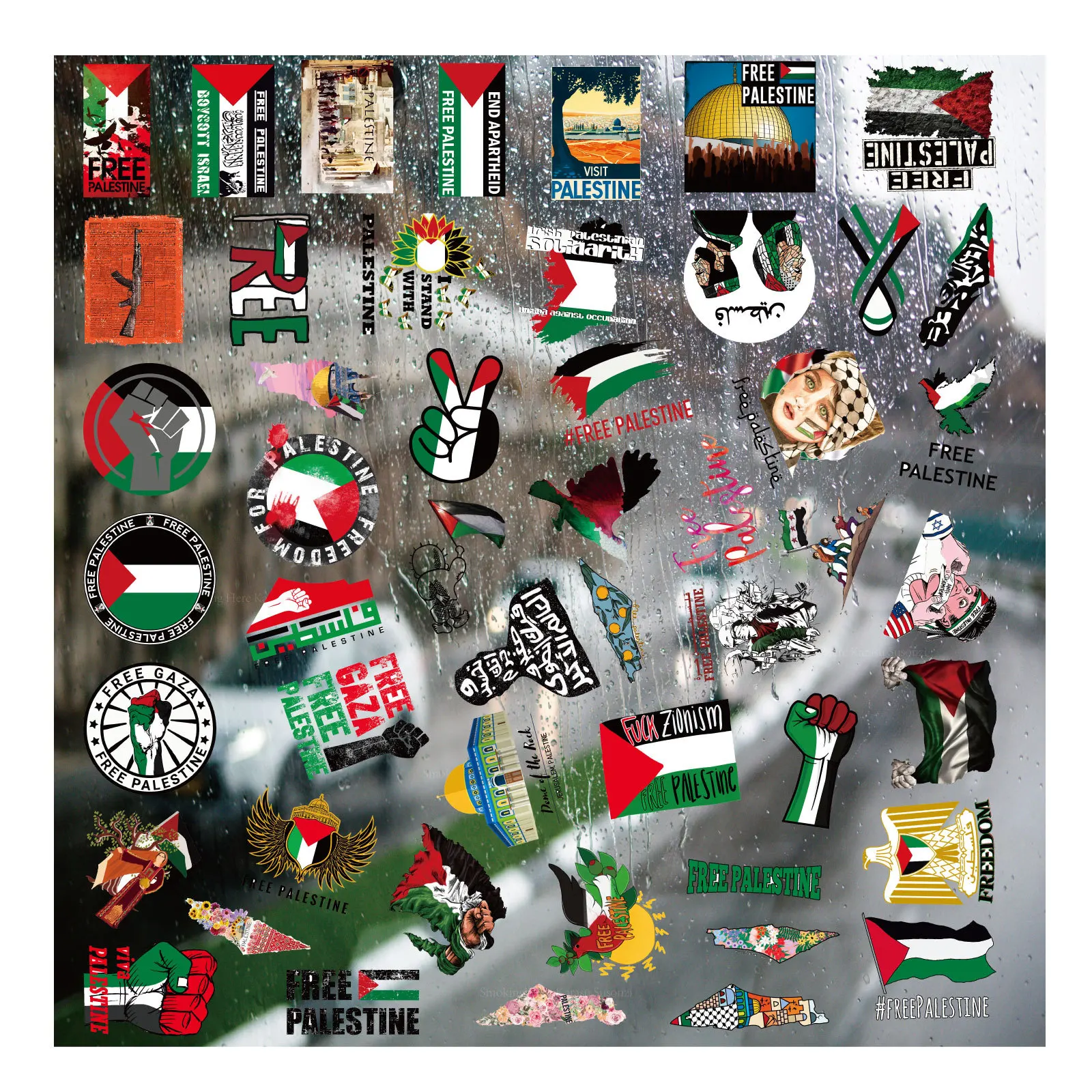 Palestine Cartoon Graffiti A3 Large Set of UV Transfer Stickers 3D Hollow Crystal Label logo Sticker