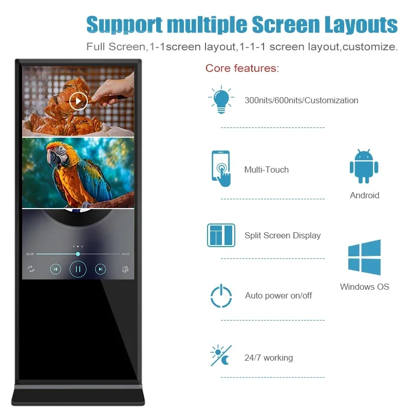 43 75 дюймов цифровой киоск крытый напольный рекламный дисплей lcd android digital signage и дисплеи