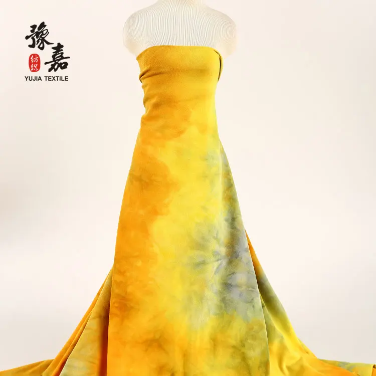 High quality knitted milk silk tie dye printed 97% polyester 3% spandex fabric for sweaters clothing