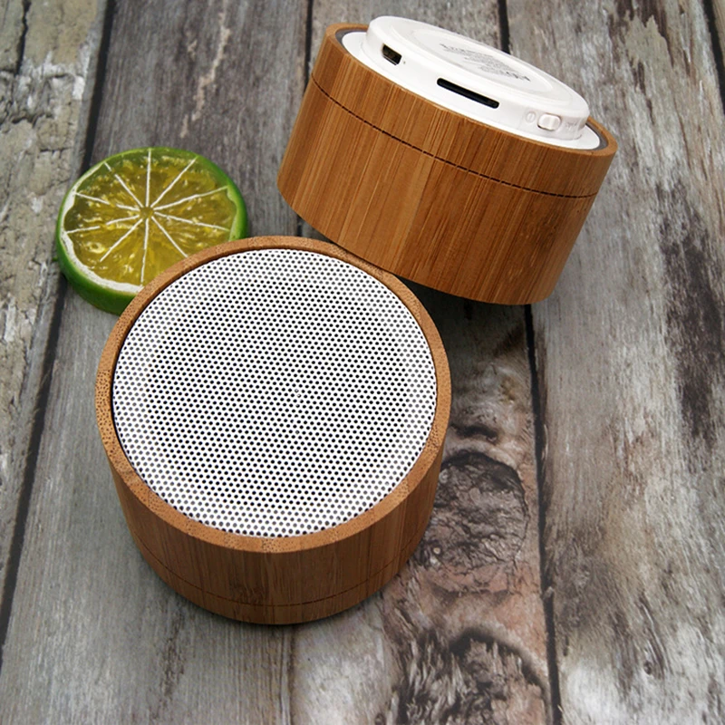 Promotion Gift Custom Portable Round Mini Powerful Wooden Bluetooth Speaker