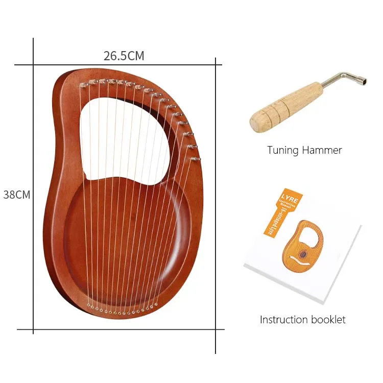 Твердый красное дерево ручная гравировка LYRE HARP 16 струн