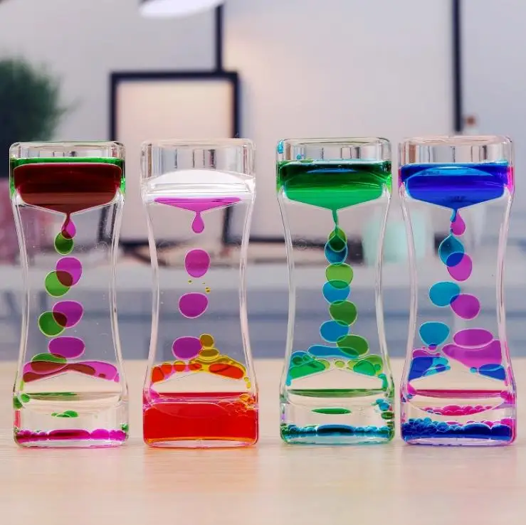Colorful Floating Acrylic Oil Water Drops Drip Toys Acrylic Visual Oil Liquid Hourglass Sand Timer