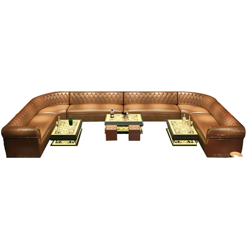 high density foam Tufted Leather Customized Luxury strip night club sofa lounge nail bar furniture