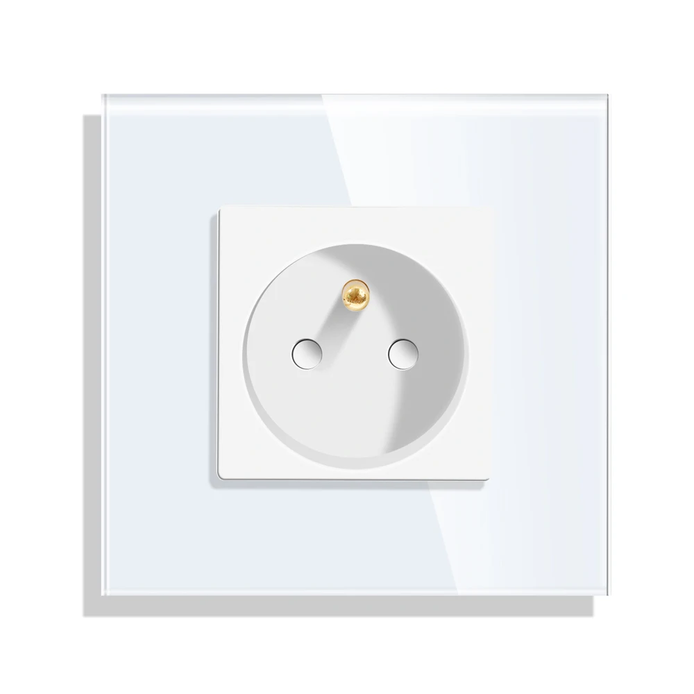 TAWOIA Unique Tempered Waterproof Glass 86MM Smart Home 16A Socket French Type  Wifi Socket with Grounding