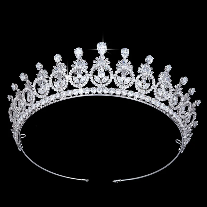 Echsio Crown Headband Flowers Design Temperament Women Wedding Bridal Hair Accessories Party Tiaras  Crowns Zircon BC5091 Corona
