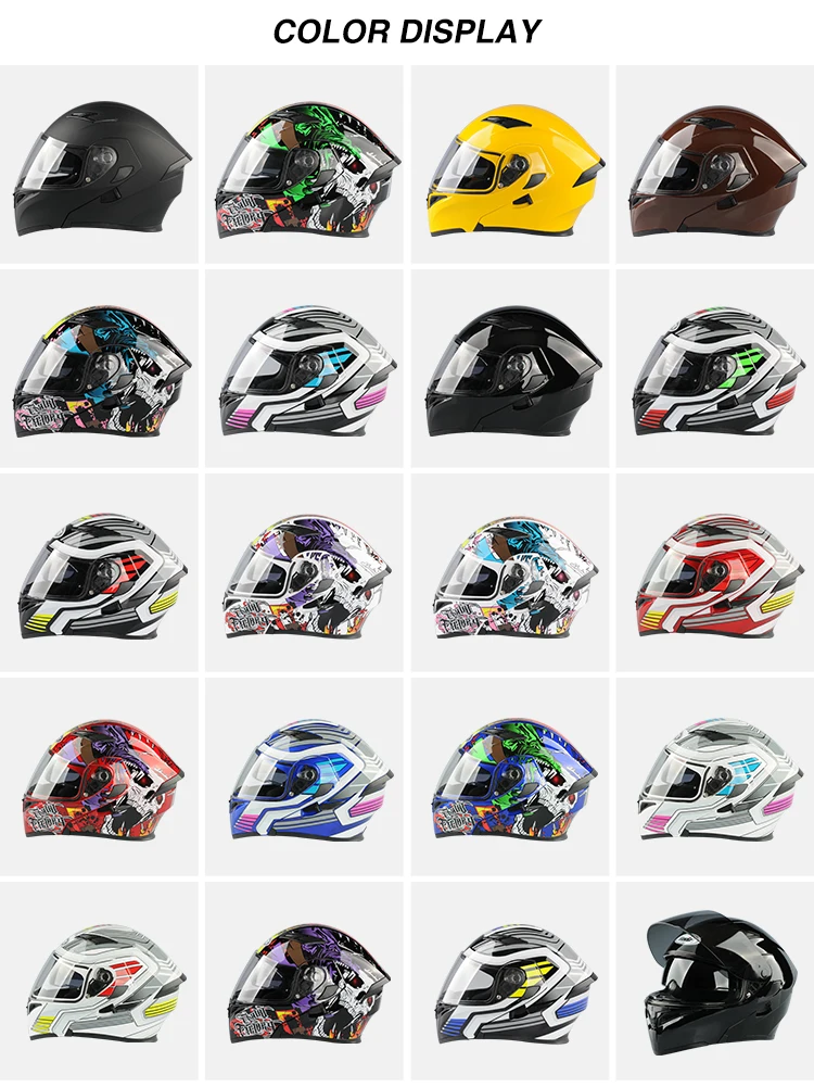 Factory Direct Wholesale Motorcycle Helmet flip up Full Face Helmet Fashion Four Seasons Racing Personality Helmet