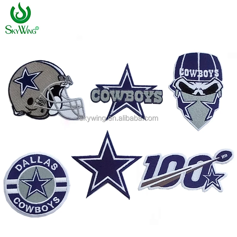 Hot sale Customized Dallas Cowboys NFL Football Sport Embroidery Badges Logos Iron on Patches for Jackets jersey hat