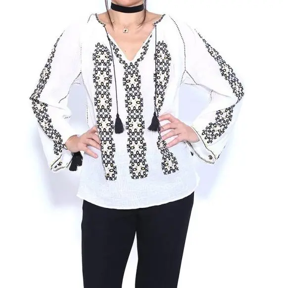 
Summer Collection Designer Tops Handcrafted Romanian Blouse Costume Boho Style Bohemian Top Embroidered Blouse Shirt / Blouse 