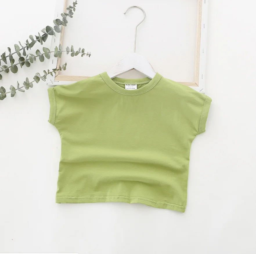 
2020 new style pure color factory direct simple design t-shirt baby kids 
