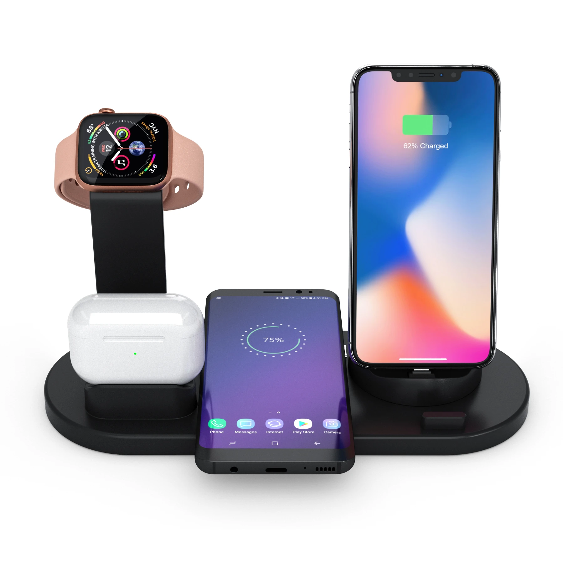 Best Selling Products 2022 in use Multifunction Wireless Charger 4 in 1 Smart Wireless Mobile Phone Charger