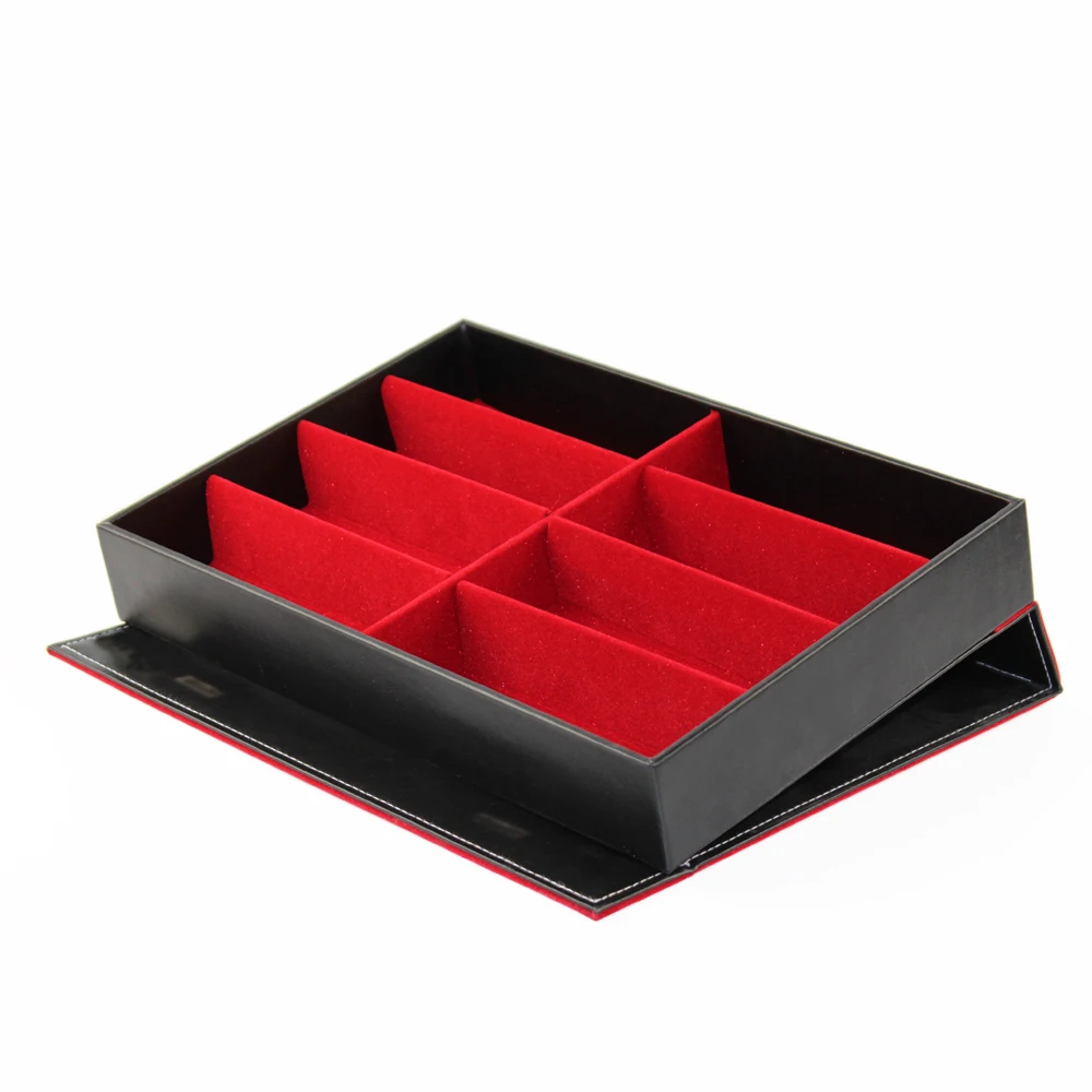 Luxury PU Velvet Black Red 8 Slots Eyewear Display Stand Sunglasses Display Box Spectacles Case