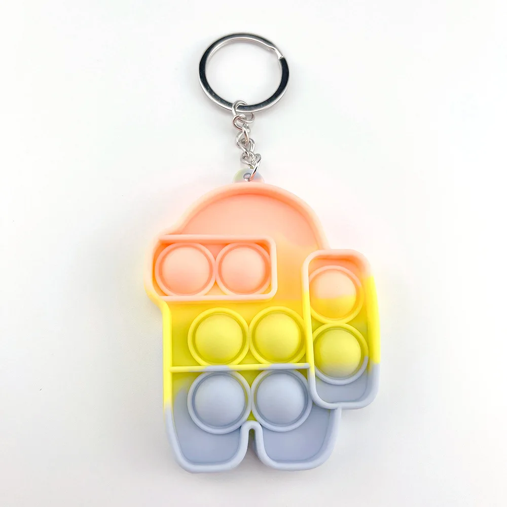 Wholesale 20 Colors Simple Fidget Toy Rainbow Sensory Toy Mini Stress Reliever Octopus astronaut shape Toys Keychain