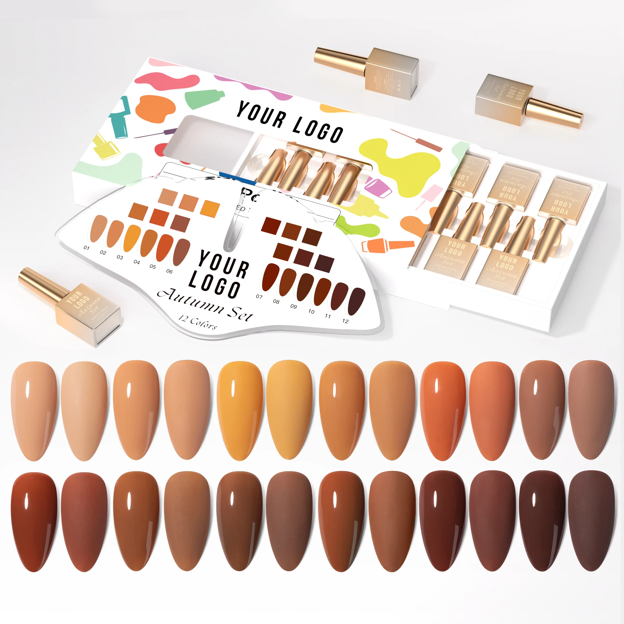 Vendeeni 12 Color Wholesale OEM Private Brand Fall Winter Gel Polish Collection Gel Set Nail Polish Custom Logo