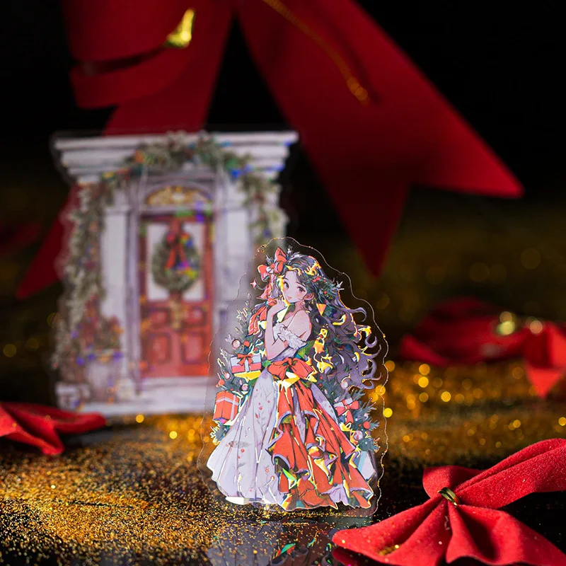 15 stickers per pack surprise party series Christmas hand account character doors and windows shell light stickers 4 styles